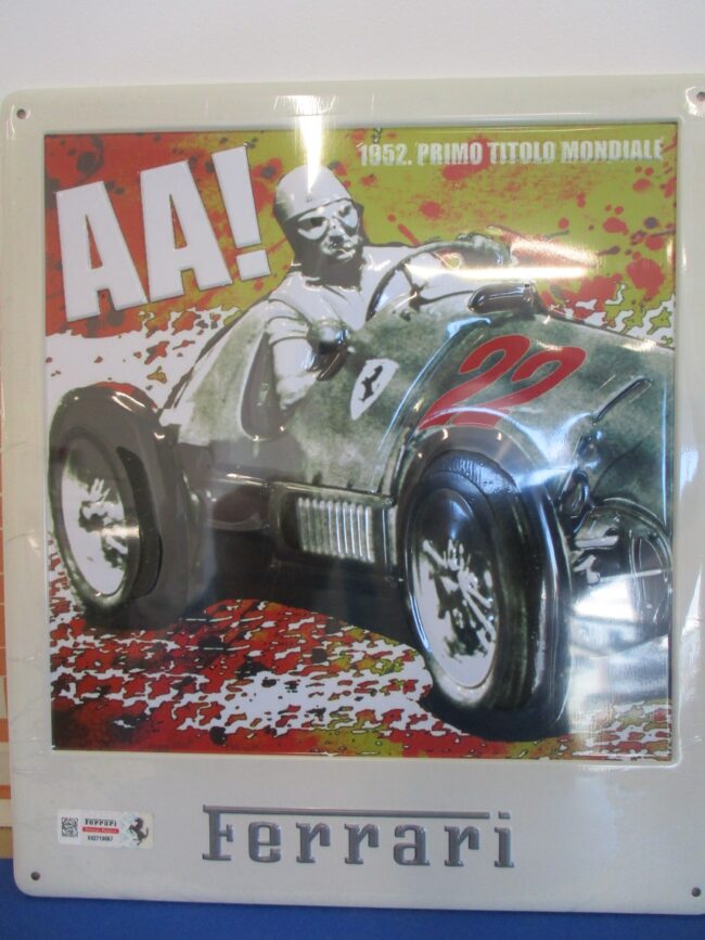 Insegna Metallica Targa Ferrari F1 World Champions 1952 Alberto Ascari