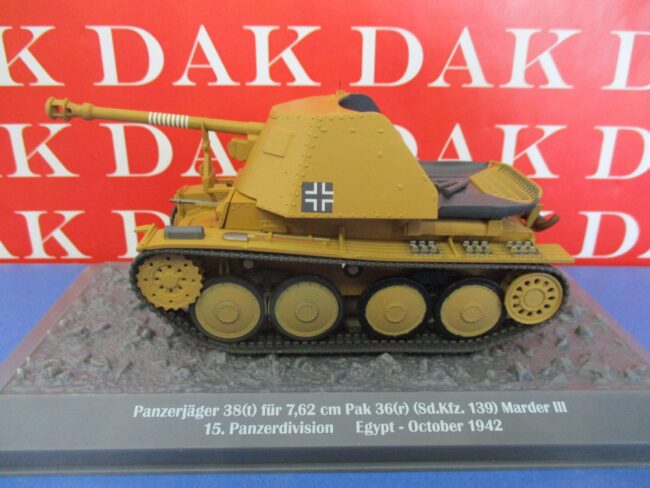 Die cast 1/43 Modellino Carro Armato Tank Marder III 15 Panzer Div. Egypt 1942