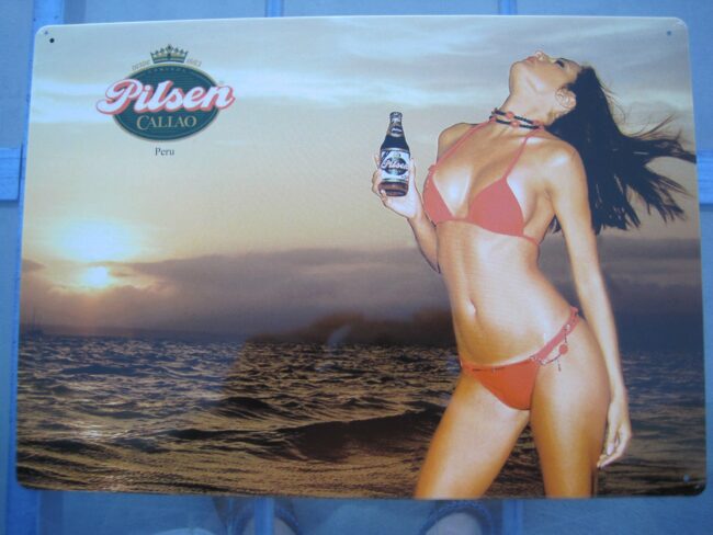 Insegna Targa Metallica Birra Bier Beer Cerveza Callao - Peru' circa 34x24 cm