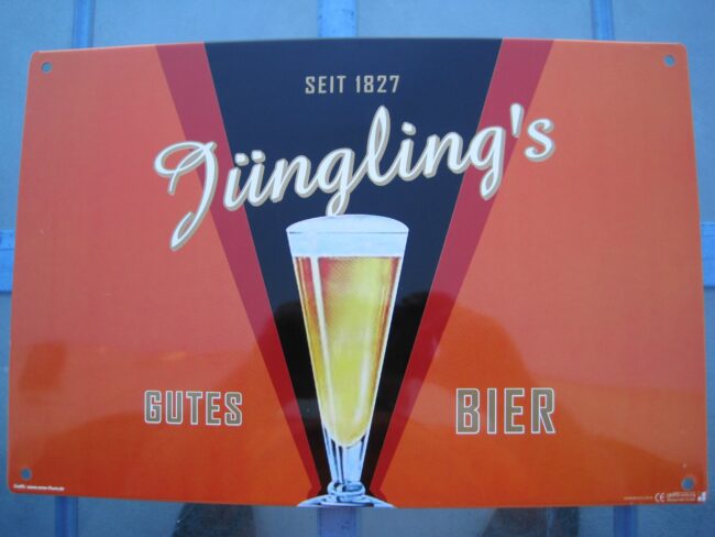 Insegna Targa Metallica Birra Bier JÃ¼ngling's circa 20x30 cm