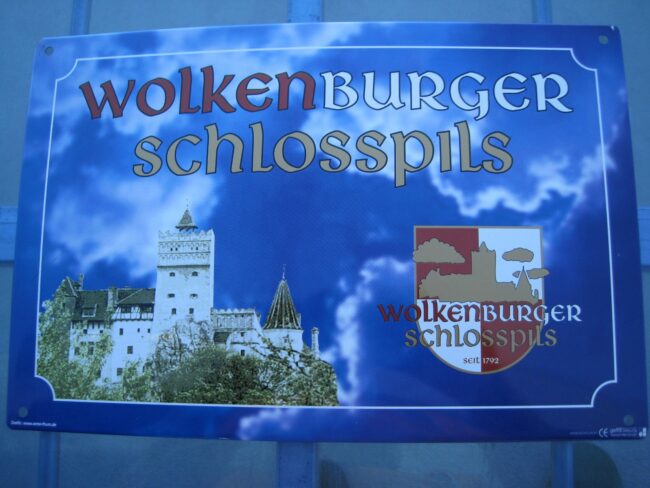 Insegna Targa Metallica Birra Bier Wolkenburger SchloÃŸpils circa 20x30 cm