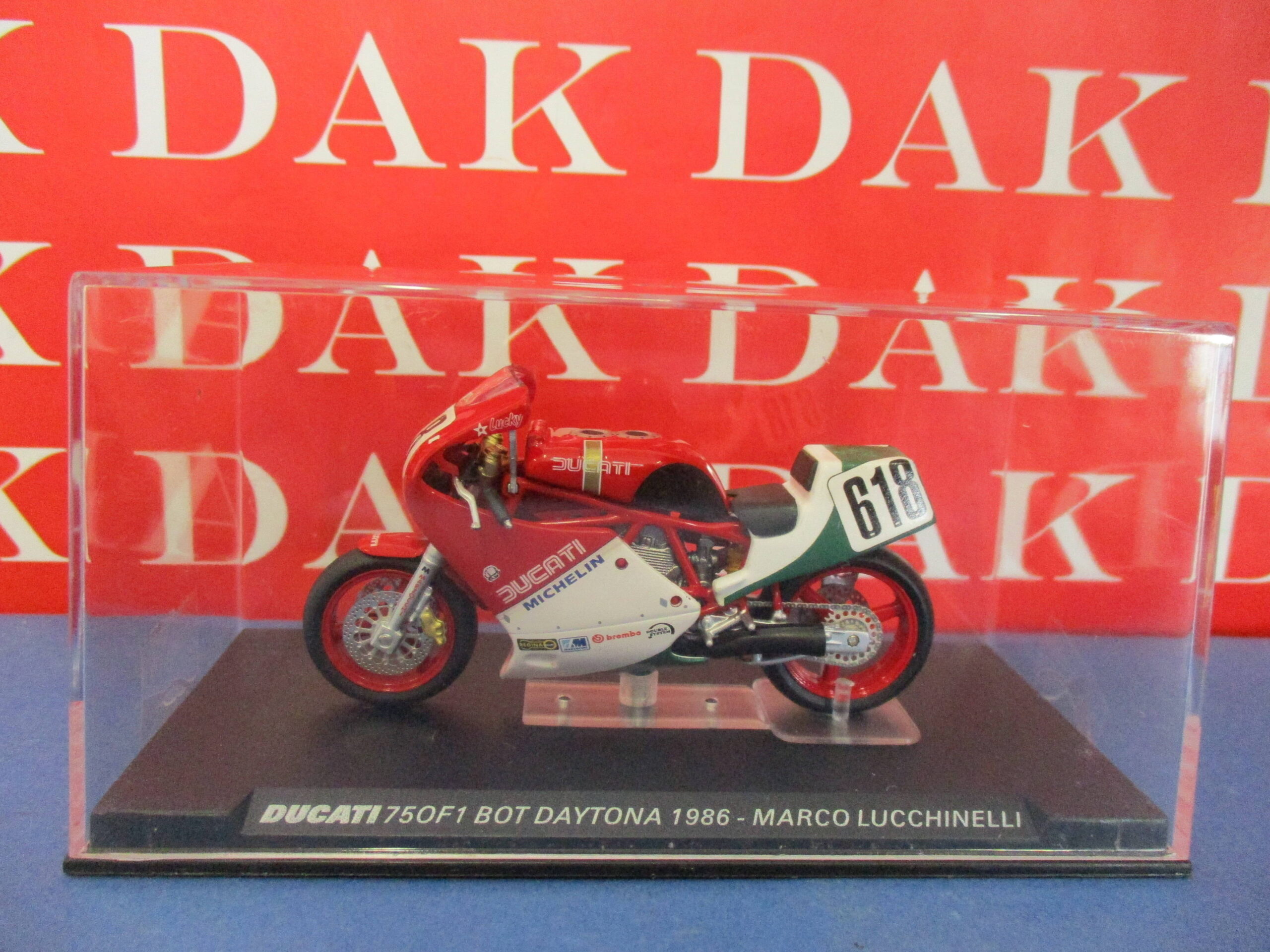 Lucchinelli Die cast 1/24 Modellino Moto GP Ducati 750F1 BOT Daytona 1986 M 
