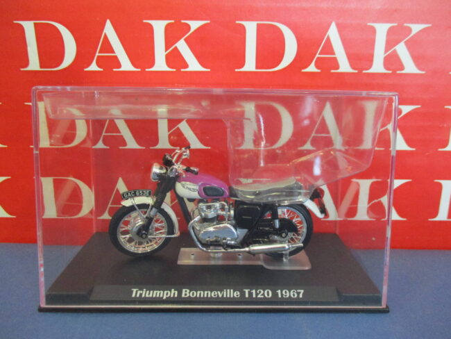 Die cast 1/24 Modellino Moto Triumph T120 Bonneville 1967 Bianca e Viola - immagine 4
