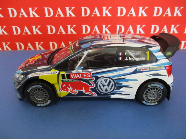 Die cast 1/18 Modellino Auto Volkswagen Polo R WRC Wales Rally 2015 S. Ogier