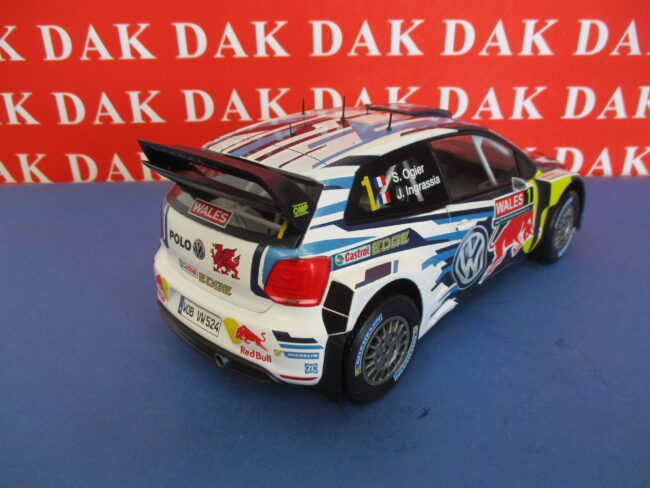 Die cast 1/18 Modellino Auto Volkswagen Polo R WRC Wales Rally 2015 S. Ogier - immagine 4