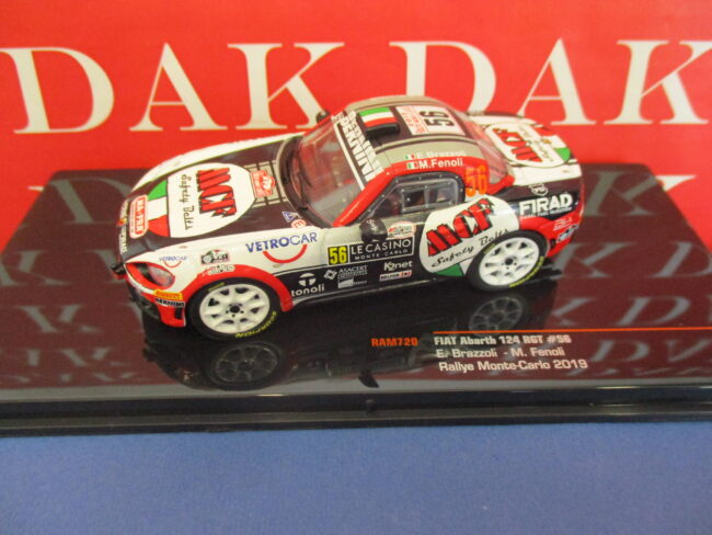 Die cast 1/43 Modellino Auto Fiat Abarth 124 RGT Rally Monte Carlo 2019 Brazzoli
