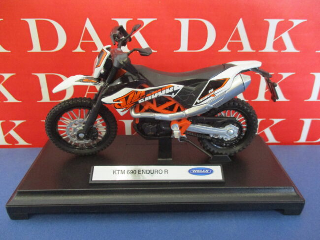 Die cast 1/18 Modellino Moto KTM 690 Enduro R White and Black by Welly