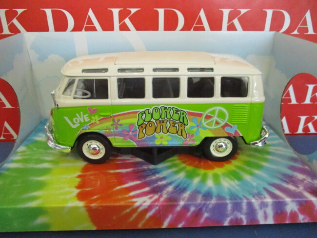 Die cast 1/24 1/25 Modellino Furgone Van Volkswagen T1 Samba Hippie Green Maisto