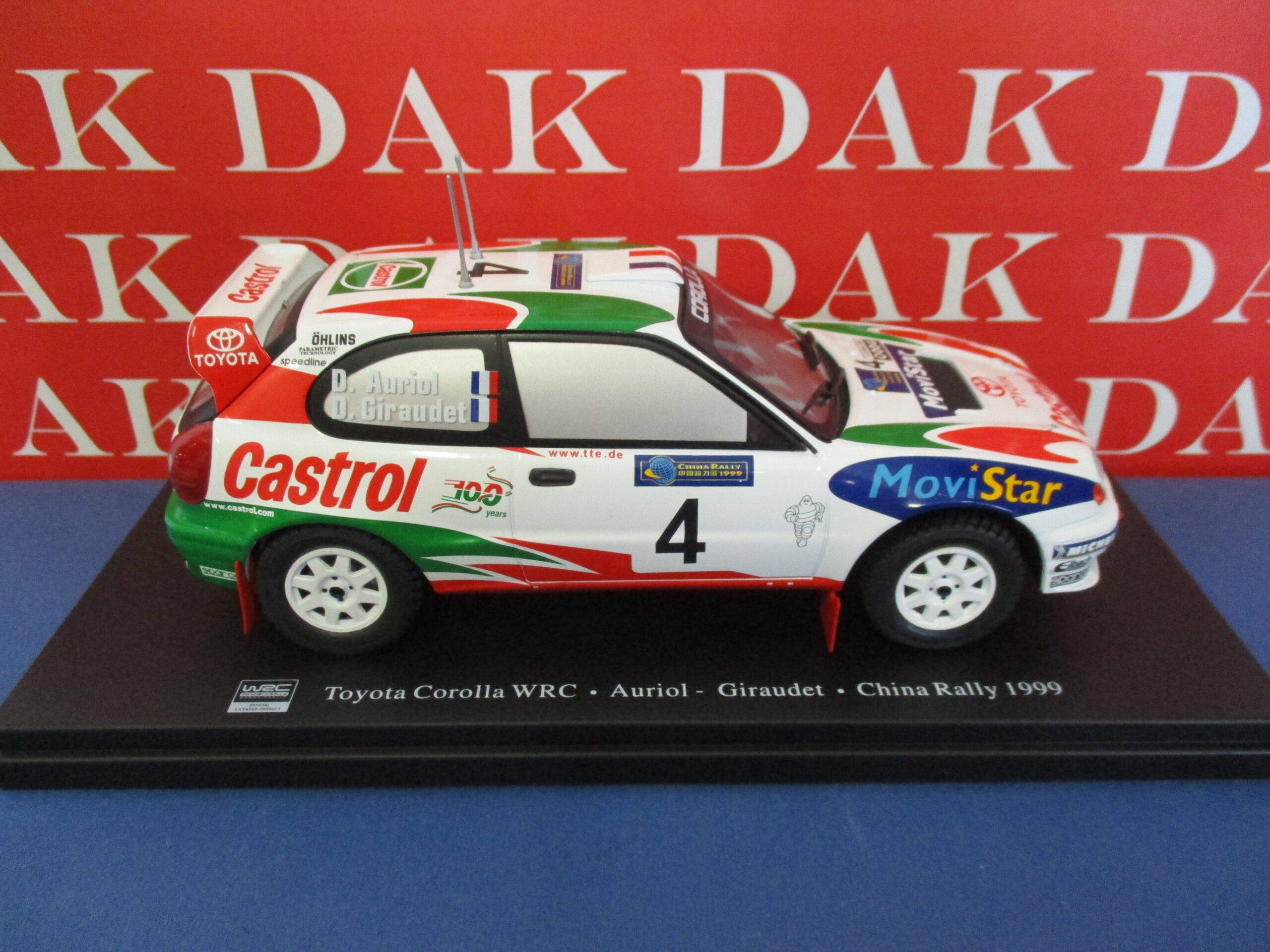 Die cast 1/24 Modellino Auto Toyota Corolla WRC Rally China 1999 D. Auriol  - Dak Mantova sas