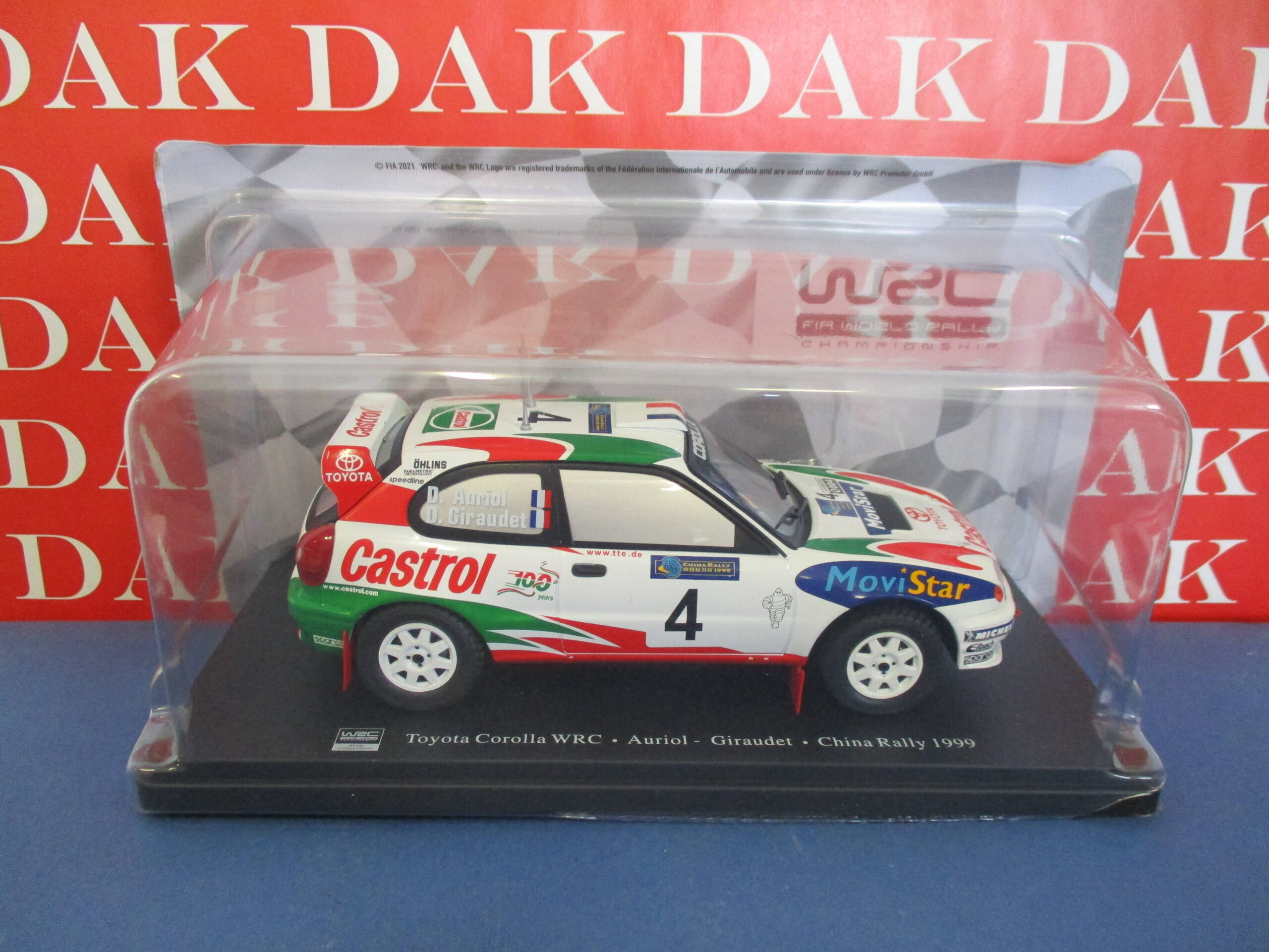Die cast 1/24 Modellino Auto Toyota Corolla WRC Rally China 1999 D. Auriol  - Dak Mantova sas