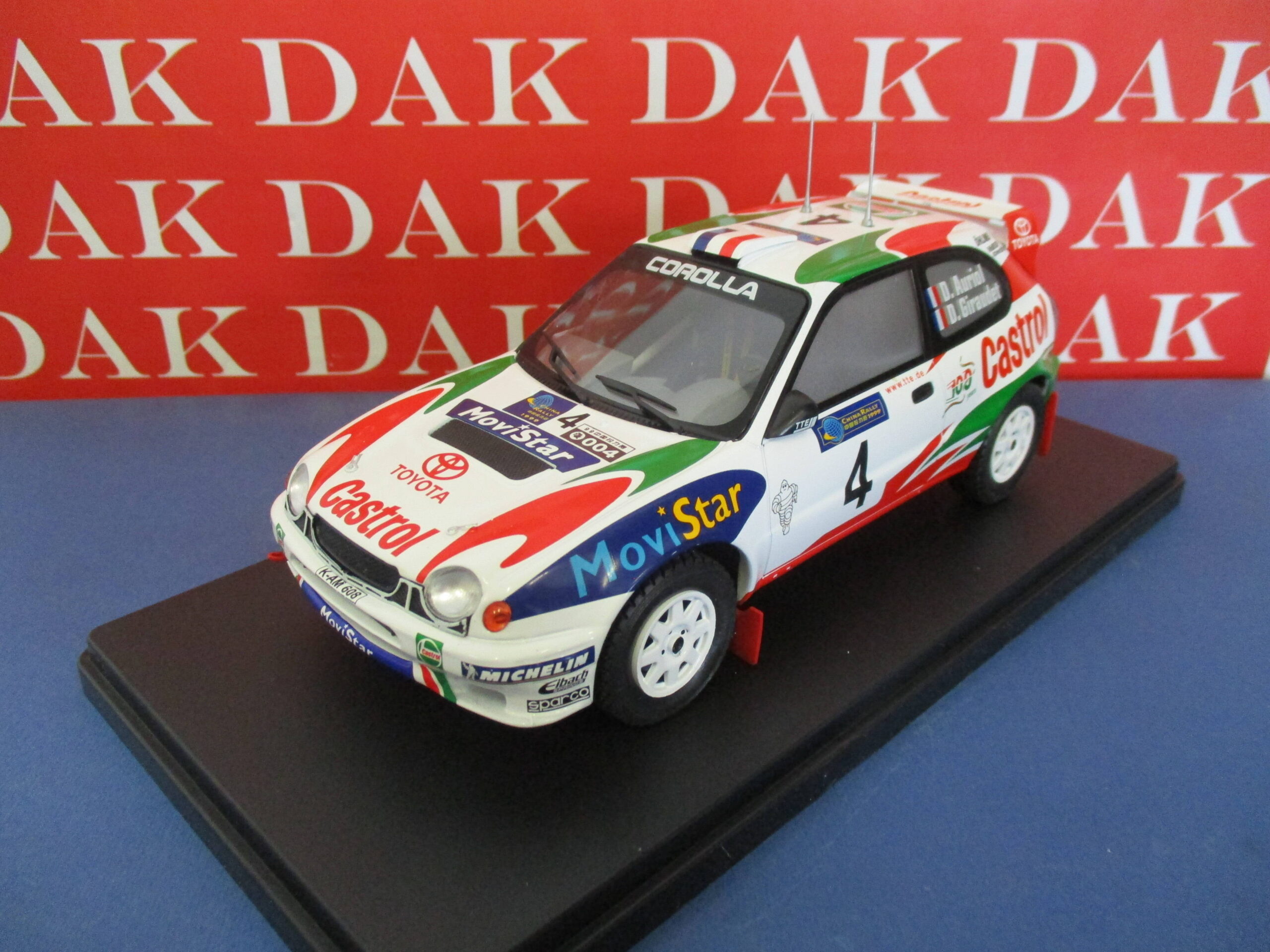 Die cast 1/24 Modellino Auto Toyota Corolla WRC Rally China 1999 D. Auriol  - Dak Mantova sas