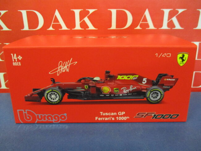 Die cast 1/43 Modellino Auto F1 Ferrari SF1000 Tuscan GP 1000th 2020 S. Vettel - immagine 5