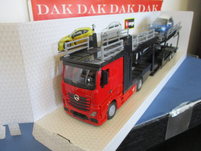 Die cast 1/43 Modellino Camion Truck Bisarca Mercedes Actros + Renault by Burago - immagine 2