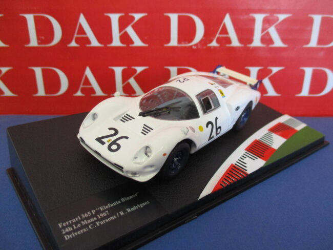 Die cast 1/43 Modellino Auto Ferrari 365 P Elefante Bianco N26 24H Le Mans 1967 - immagine 2