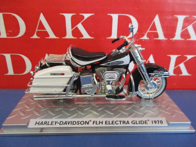 Die cast 1/24 Modellino Moto Harley-Davidson FLH Electra Glide 1970 NO SPECCHIO