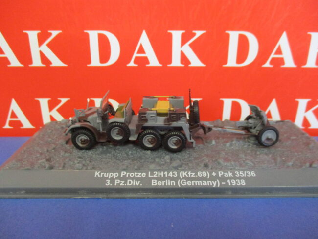 Die cast 1/72 Modellino Auto Krupp Protze L2H143 (Kfz.69) + Pak 35-36 1938