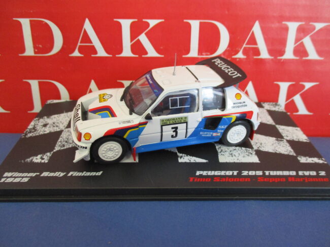 Die cast 1/43 Modellino Auto Peugeot 205 T16 EVO 2 Rally Finland 1985 T. Salonen
