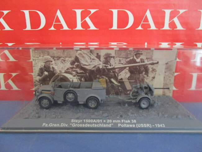 Die cast 1/72 Modellino Tank Auto Steyr 1500A-01 + 20mm Flak 38 Grossdeutschland - immagine 4