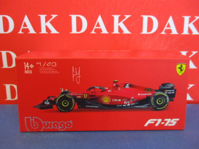 Die cast 1/43 Modellino Auto F1 Ferrari F1-75 2022 C. Sainz Junior by Burago - immagine 5