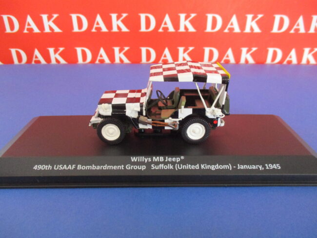 Die cast 1/43 Modellino Auto Willys MB Jeep 490th USAAF Follow Me UK 1945