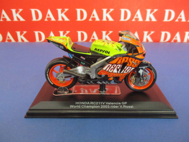 Die cast 1/22 Modellino Moto GP Honda RC211V Valencia GP 2003 V. Rossi by Protar