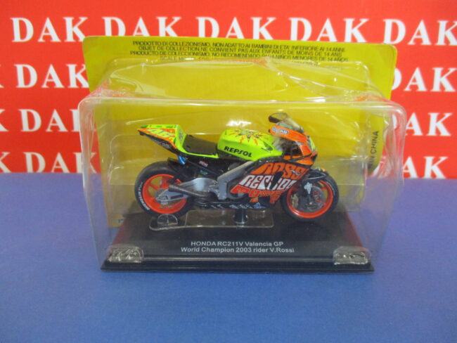 Die cast 1/22 Modellino Moto GP Honda RC211V Valencia GP 2003 V. Rossi by Protar - immagine 4